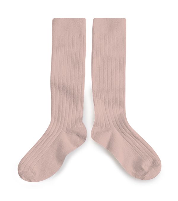 La Haute - High Ribbed Socks (Vieux Rose)