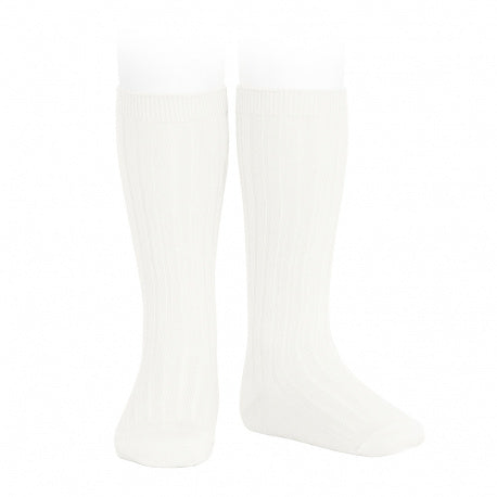 Knee High Ribbed Socks (Cream)